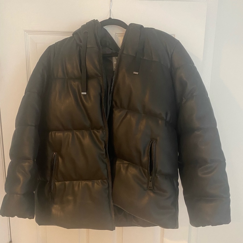 Faux leather zara puffer